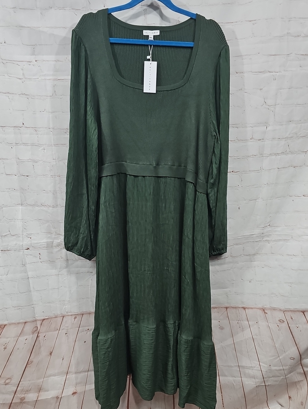Baltic Born Olive Green Long Sleeve Midi Dress